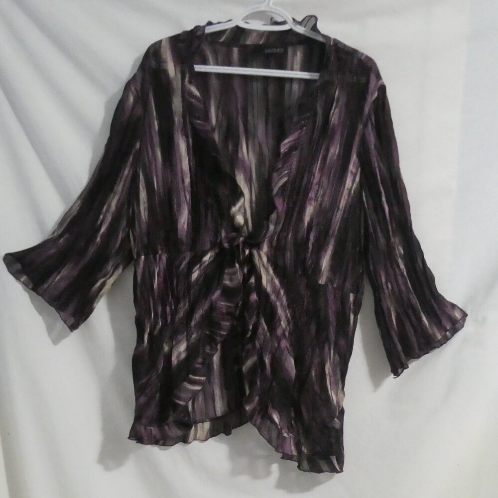 CONTEMPO by PENNINGTONS | size 20 | Sheer Mixed Purple Tie Front Cardigan